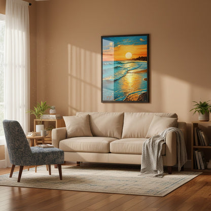 Golden Sunset Waves Frames | Wall Art