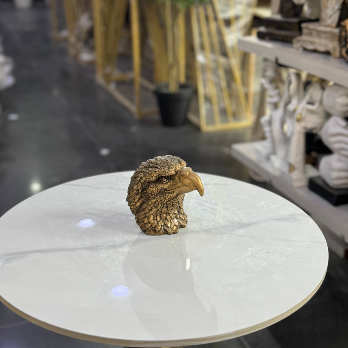 Royal Golden Eagle Head Sculpture – Luxury Table Decor