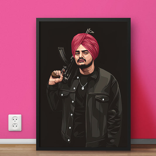 Sidhu Moosewala With Rifle - Illustrated Poster