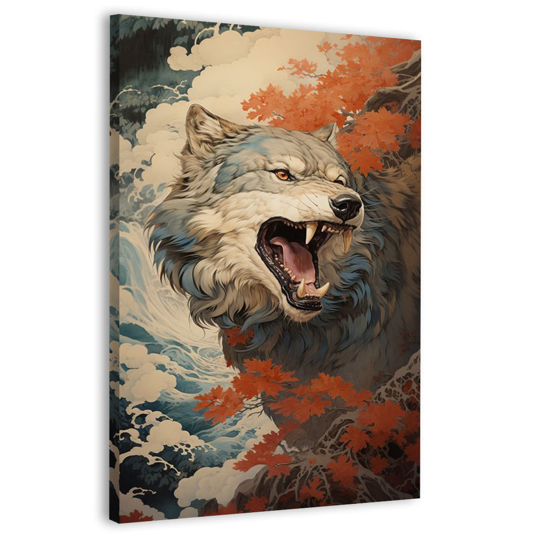 Premium White Wolf Canvas Frames Wall Art