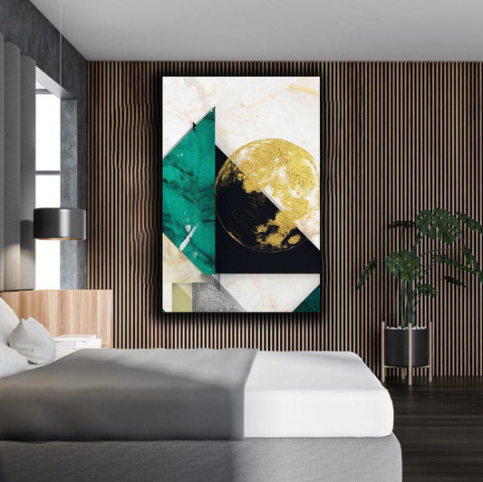Green Black Gold Foil Abstract Art | Wall Art
