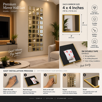 Luxe Square Mirror Grid (GOLD)