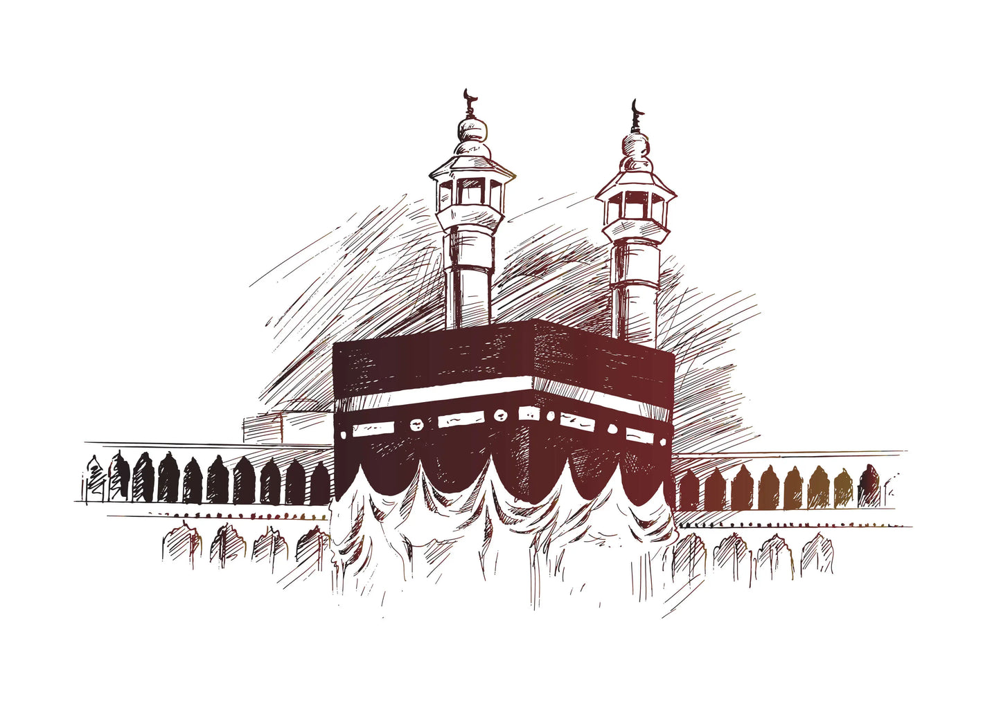 Muslim Pilgrimage Praying & Kaaba (4 Panel)