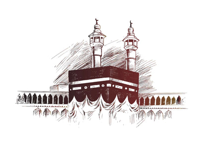 Muslim Pilgrimage Praying & Kaaba (4 Panel)