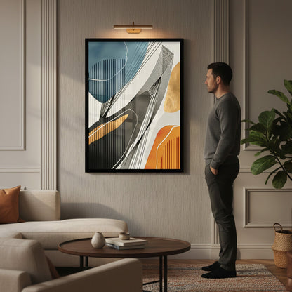 Modern Geometric Texture Blue Yellow Abstract | Wall Art