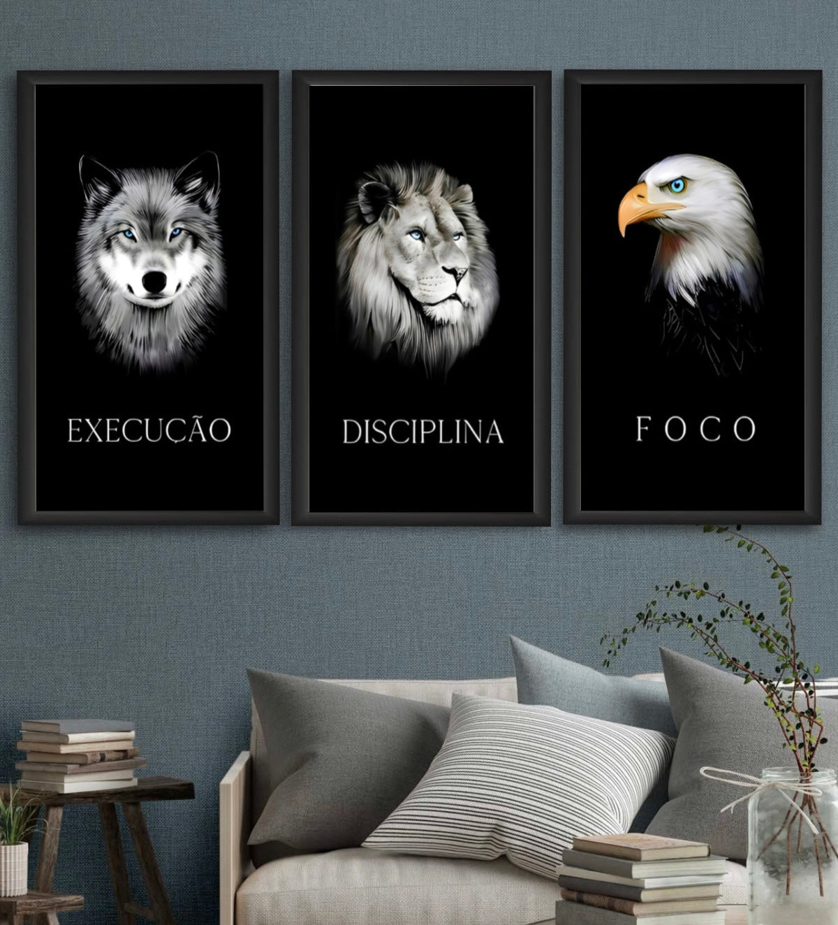 Discipline. Execution. Focus. – Motivational Animal Wall Art Set