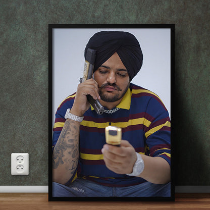Sidhu Moosewala Armed Pose - Realistic Print