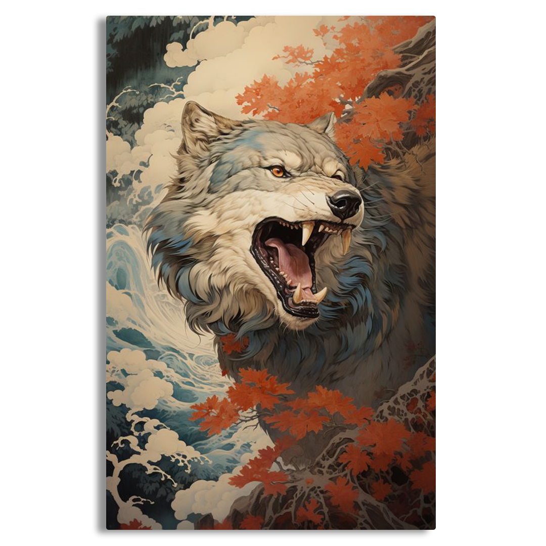 Premium White Wolf Canvas Frames Wall Art