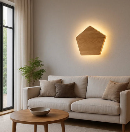 Geo Glow Wooden Wall Lamp – Pentagon Edition