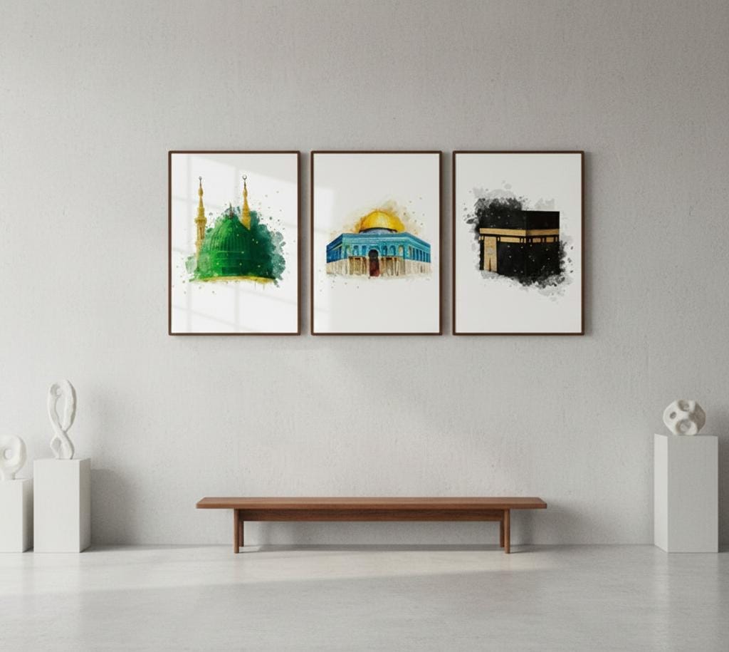 Kabba, Masjid ul nabwai   | Islamic Wall Art