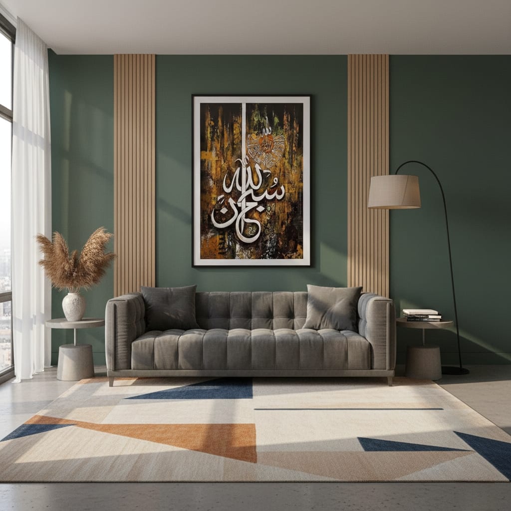 Subhan Allah | Islamic Calligraphy Brown & Gold | Wall Art