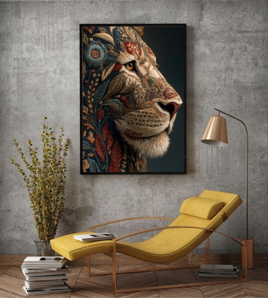 Majestic Bloom Lion Single Wall art