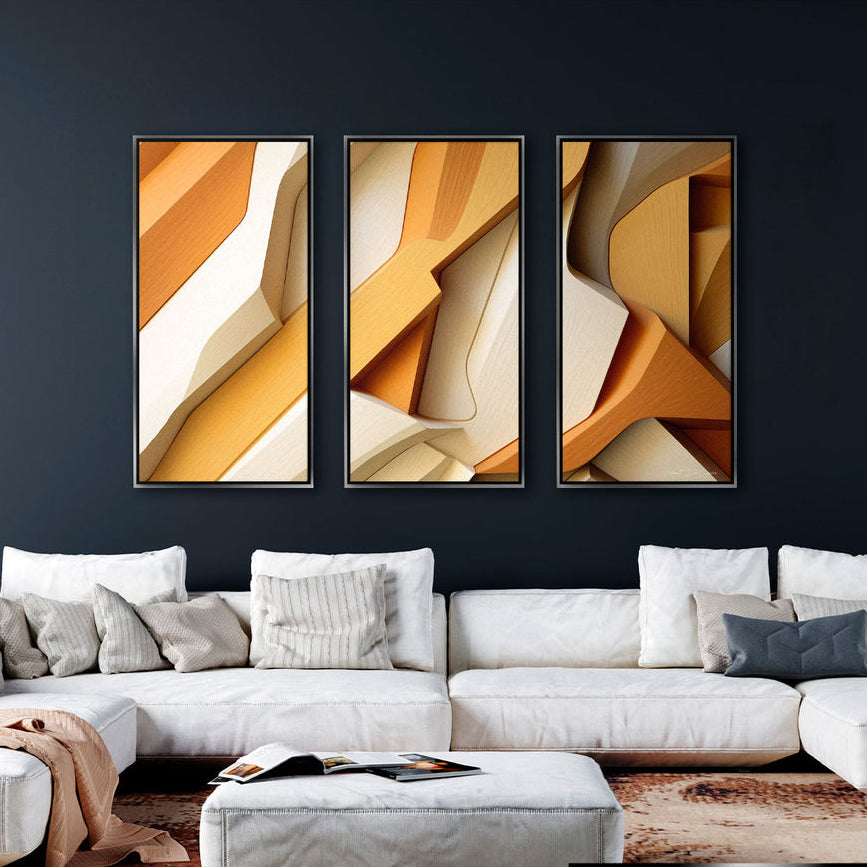 Fragmented Wood Abstract - 3 Parts