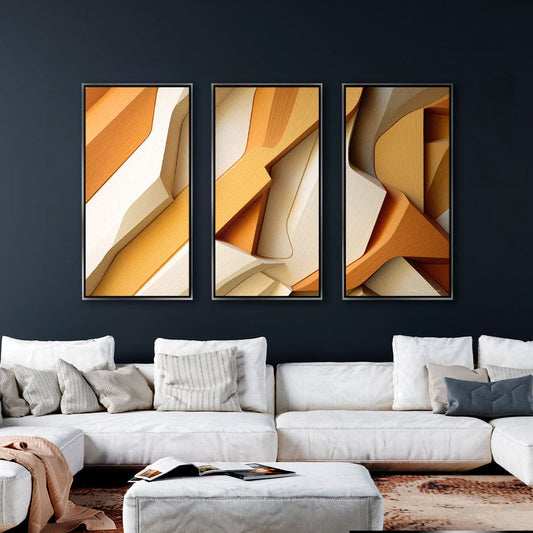 Fragmented Wood Abstract - 3 Parts