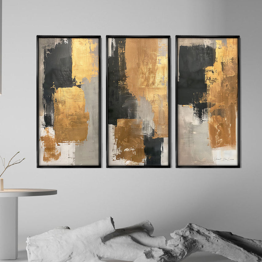 Abstract Gold Contrasts 3 Parts