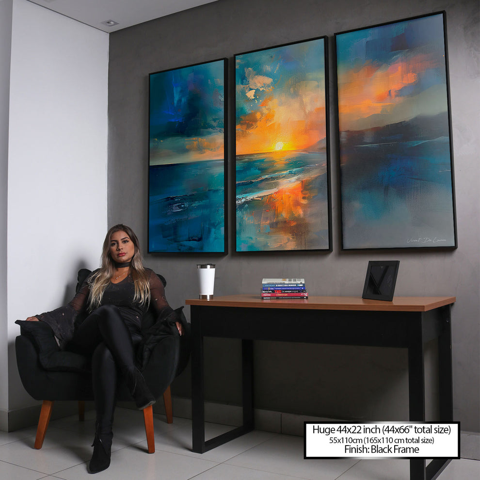 Abstract Sea at Dusk - 3 Parts