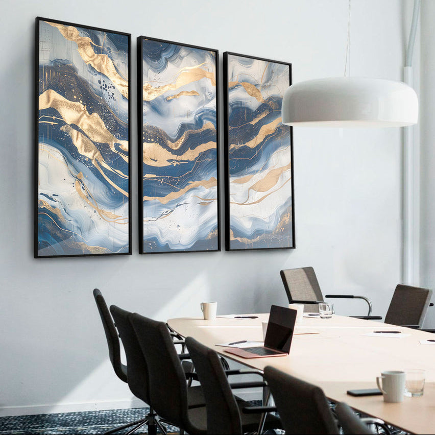 Sapphire Waves Abstract - 3 Parts