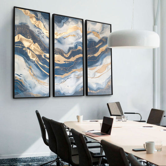 Sapphire Waves Abstract - 3 Parts