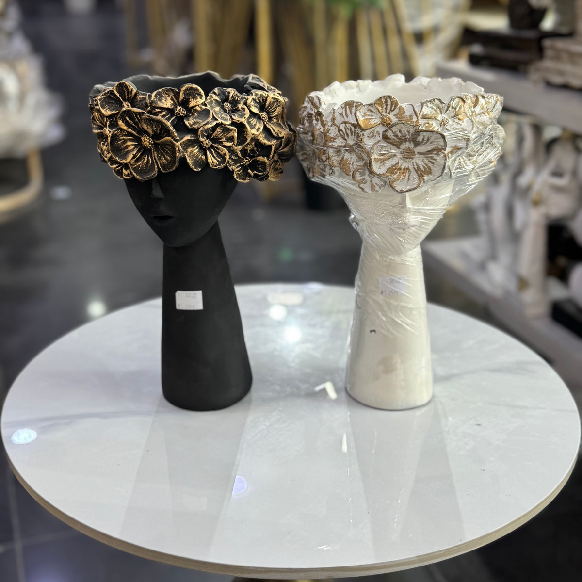 Floral Face Planter Sculpture – Modern Artistic Table Decor