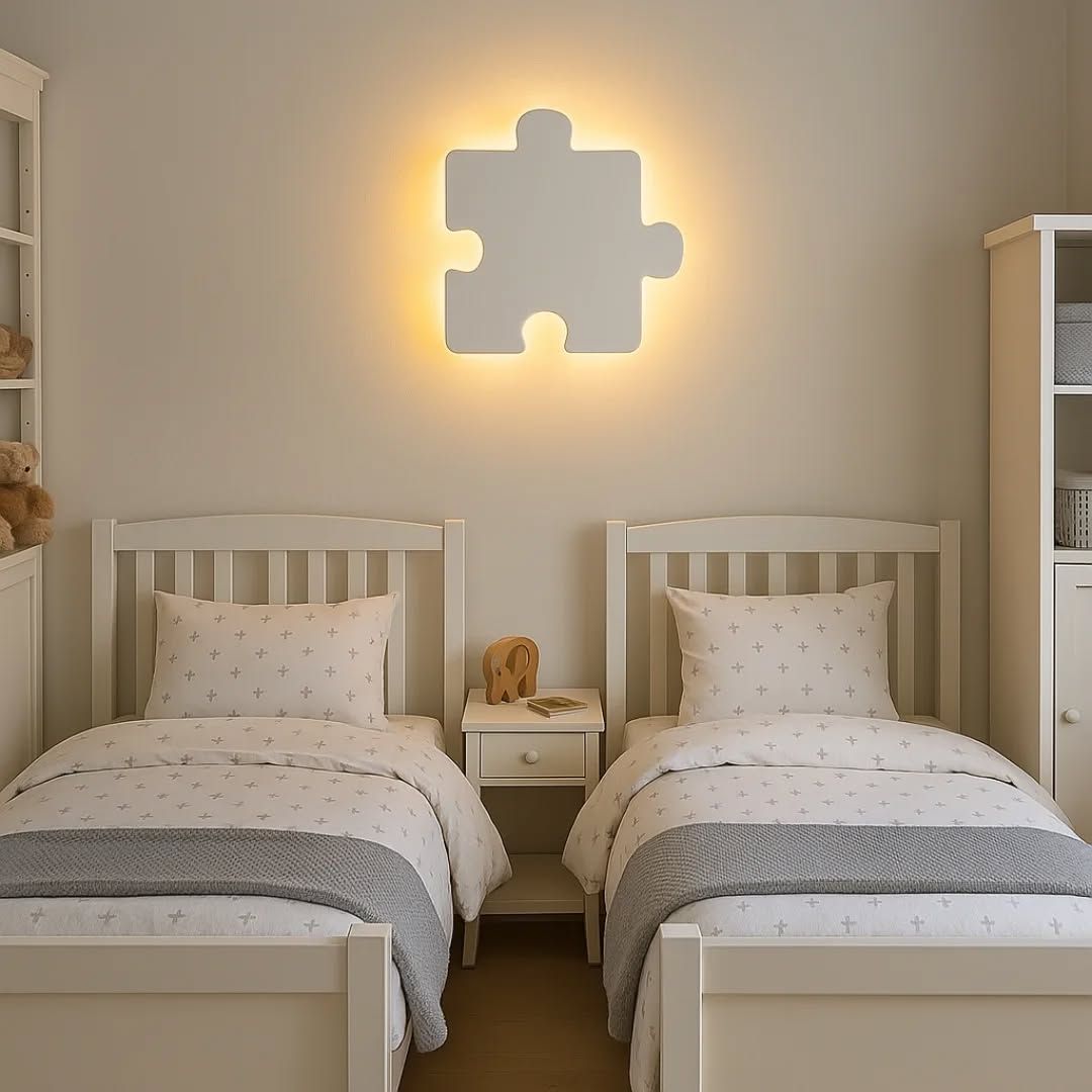 Modern Puzzle Shape Wooden Wall Lamp