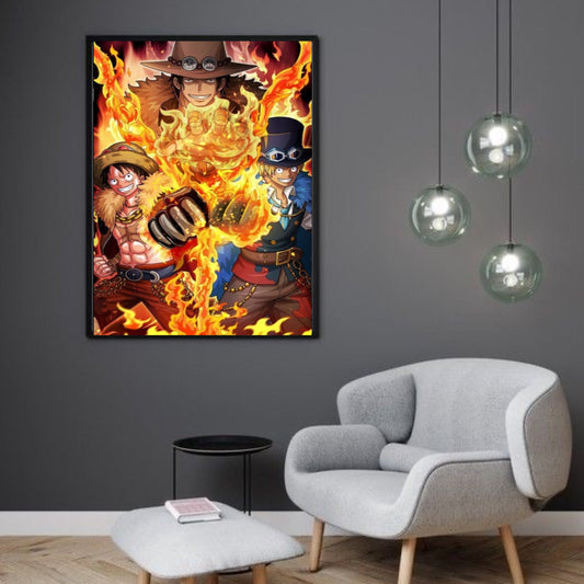 Ace, Luffy, and Sabo Anime Wall Art