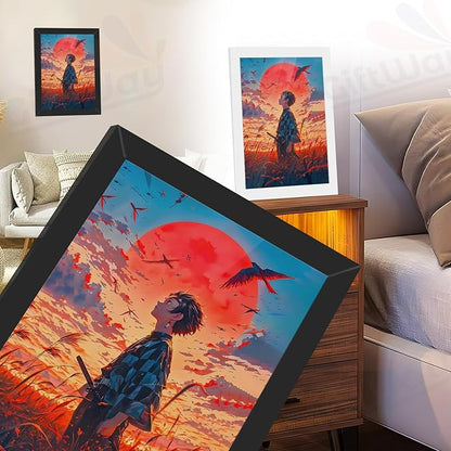 Demon Slayer Photo Frame Featuring Tanjiro Kamado, Anime Wall Art