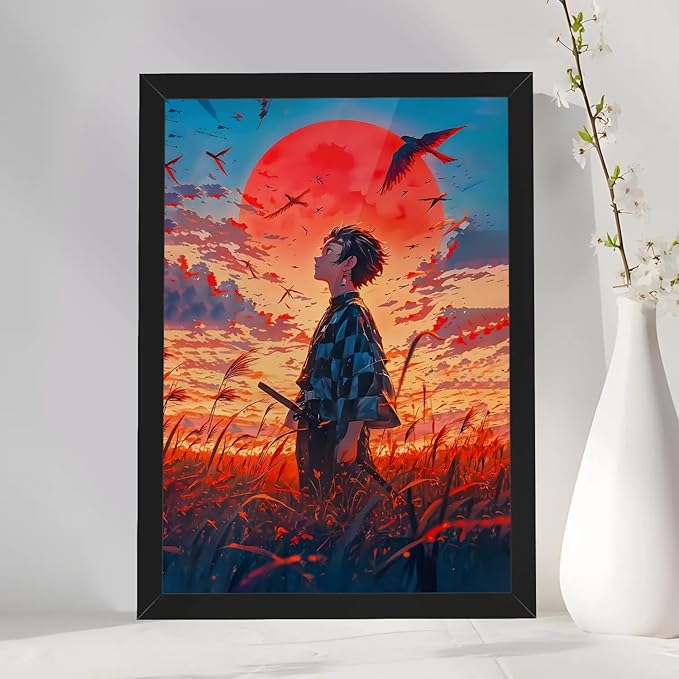 Demon Slayer Photo Frame Featuring Tanjiro Kamado, Anime Wall Art