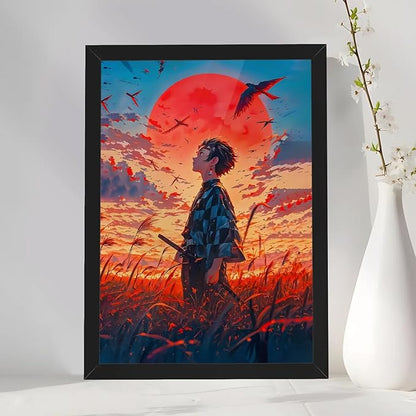 Demon Slayer Photo Frame Featuring Tanjiro Kamado, Anime Wall Art