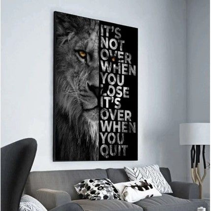 Modern Lion Motivational Quote Canvas Frame | Wall Art