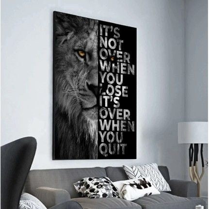 Modern Lion Motivational Quote Canvas Frame | Wall Art
