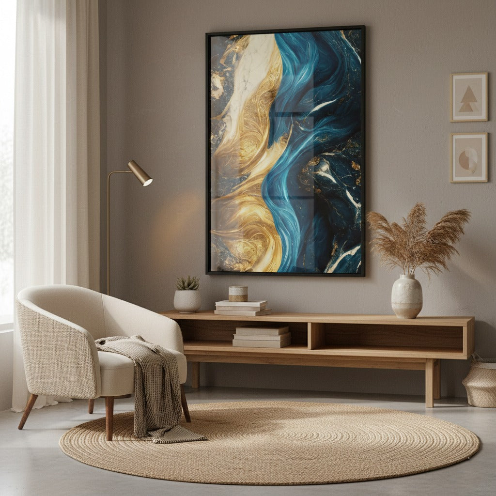 Rumlly Poster of Blue Gold Wave | Wall Art
