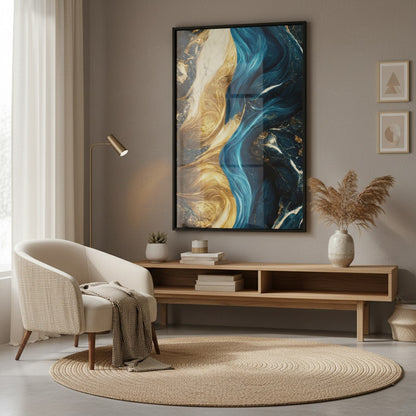 Rumlly Poster of Blue Gold Wave | Wall Art