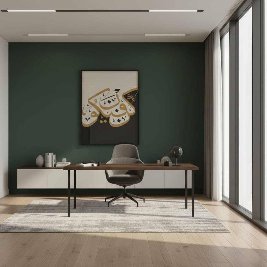 Arabic Calligraphy Wall Art in Black White Gold - Kun Faya Kun