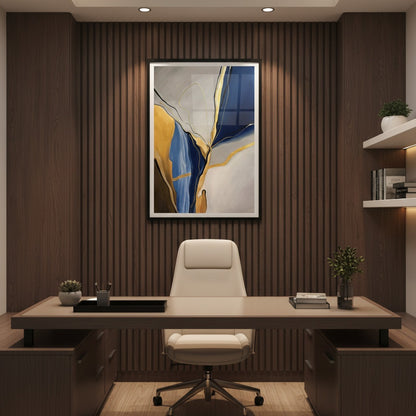 Blue Beige Gold Abstract Painting | Wall Art
