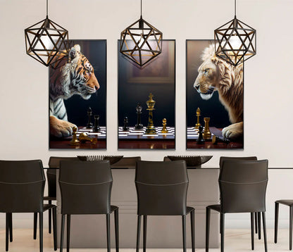 Game of Beast Lion vs Tiger Chess Wall Art