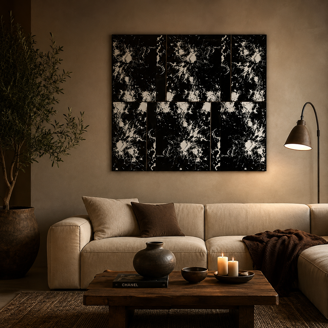 B & W Clouding Canvas Wall Art Frame