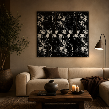 B & W Clouding Canvas Wall Art Frame