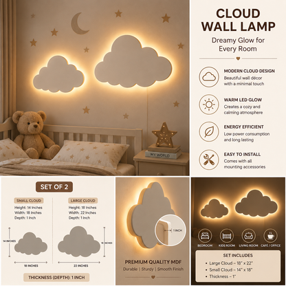 Modern Cloud Shape Wooden Wall Art – Set of 2