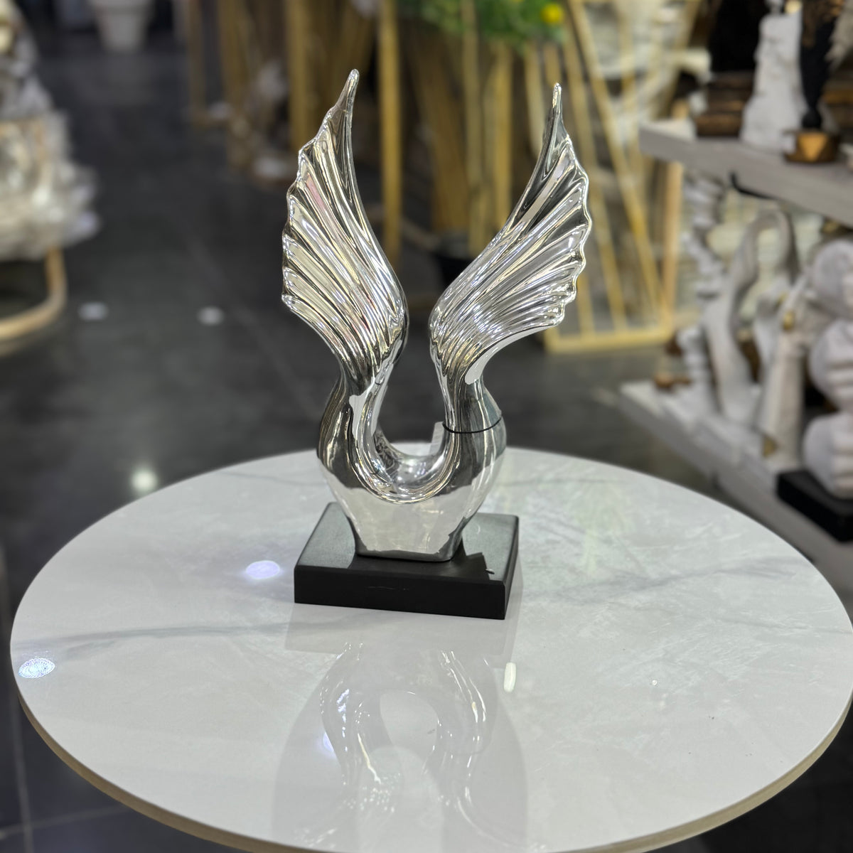 Silver Angel Wings Sculpture – Luxury Table Decor