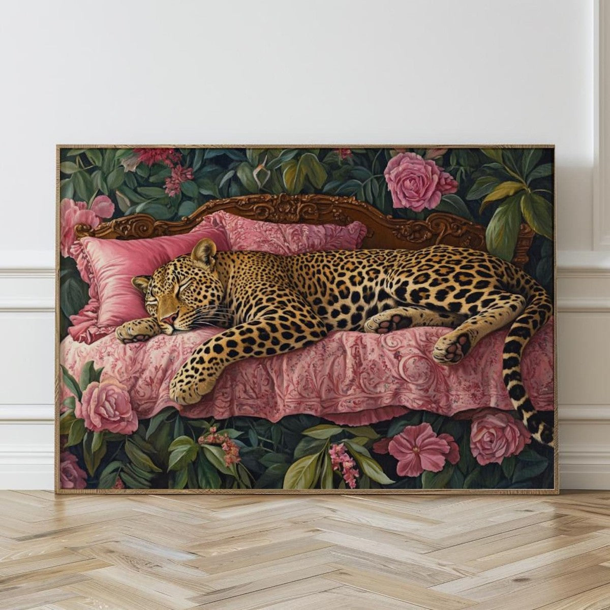 Sleeping Leapord on sofa Single Wall art