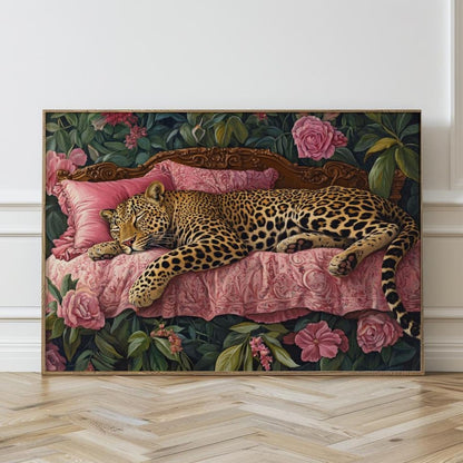 Sleeping Leapord on sofa Single Wall art