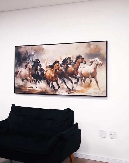 Brown Horse Family Running Wall Art