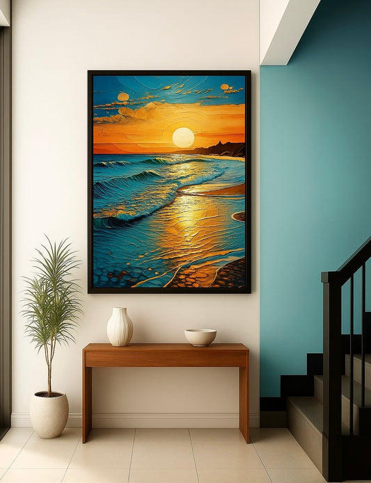 Golden Sunset Waves Frames | Wall Art