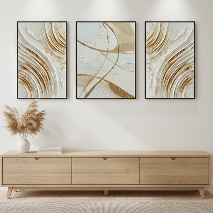 CIRCULATION ABSTRACT ART – 3 PANEL SET – Decor Your Walls