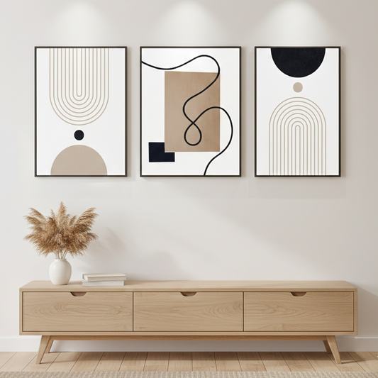 MINIMALISTIC BOHO ABSTRACT ART – 3 PANEL SET
