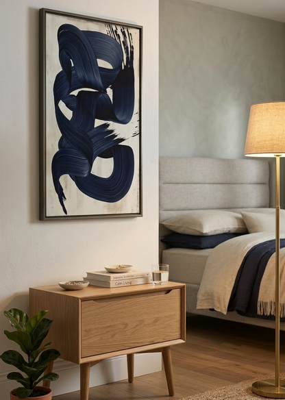 Indigo Trace Wall Abstract Canvas Wall Art Frame