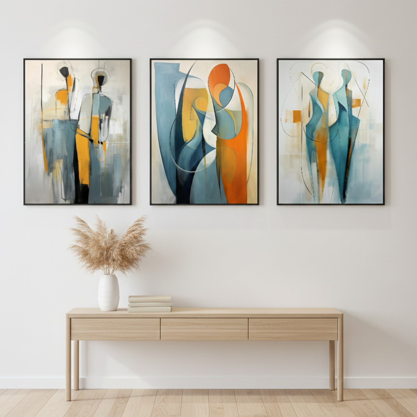 MINIMALISTIC GIRL ABSTRACT ART – 3 PANEL SET