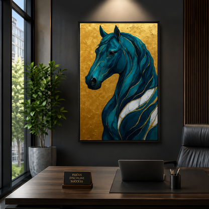 Royal Blue Stallion Wall Art – Modern Luxury Canvas