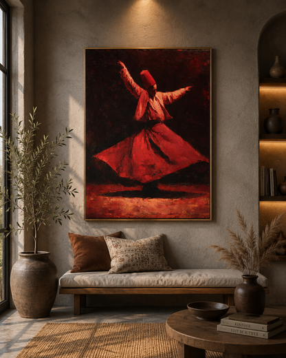 Crimson Whirling Dervish Expressionist Wall Art