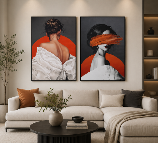 Silent Expressions | Modern Diptych Canvas Set